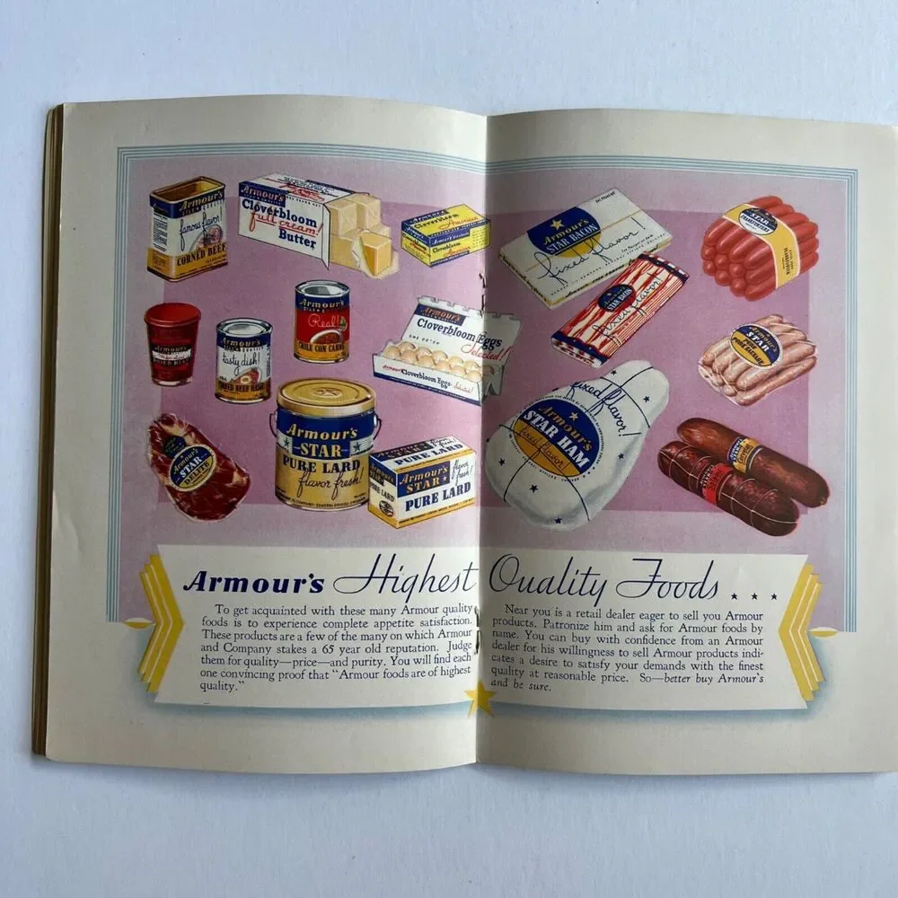 Vintage 1934 Armour Meat Cookbook Selection Preparation 100 Ways to Serve